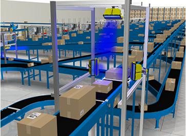 固定式读码器在流水线上自动读取条码